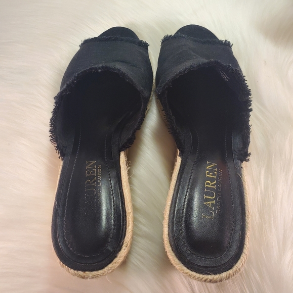 RALPH LOREN BLACK CARLYNDA SLIP WEDGES SIZE 7B - Picture 8 of 8